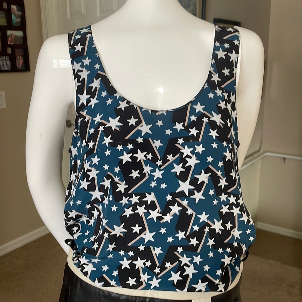Equipment Femme Tank Top Scoop Neck Star Celestial Print Tank Camisole Silk XS